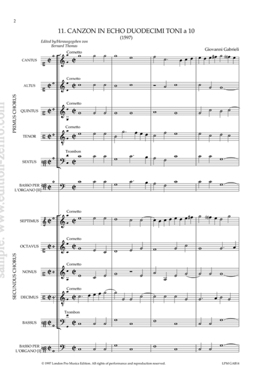 Canzon in echo duodecimi Toni à10 - Giovanni Gabrieli