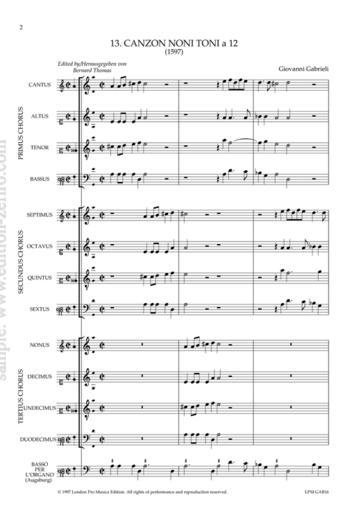 Canzon Noni Toni à12 -1597- Giovanni Gabrieli