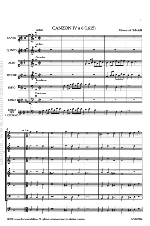 Canzon IV à6 - 1615 - Giovanni Gabrieli