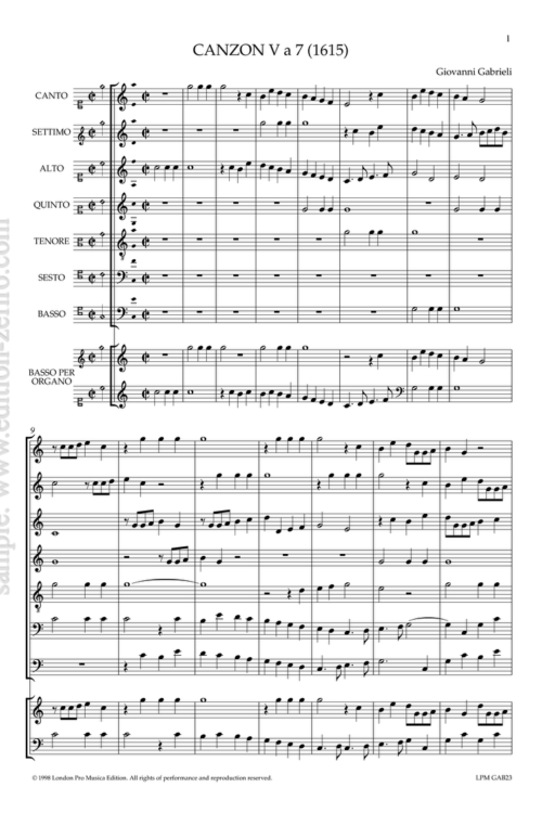 Canzon V à7 - 1615 - Giovanni Gabrieli