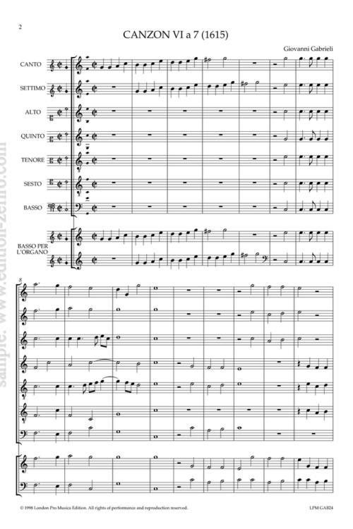 Canzon VI à7 -1615- Giovanni Gabrieli