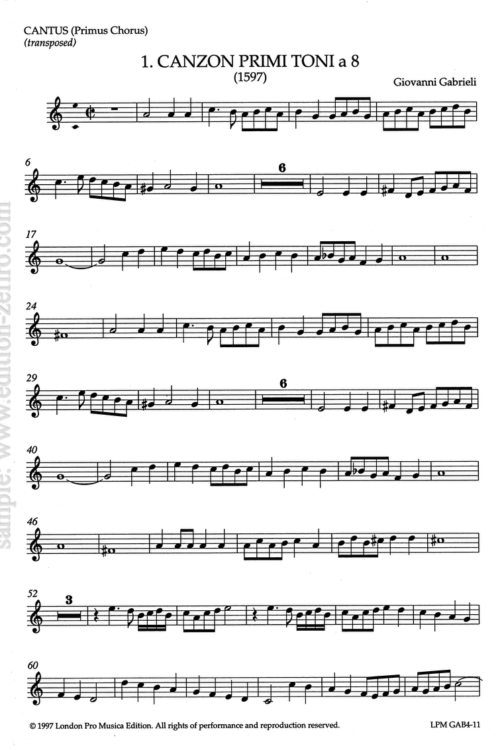 Canzon Primi Toni à8 - 1597 - set of transposed parts