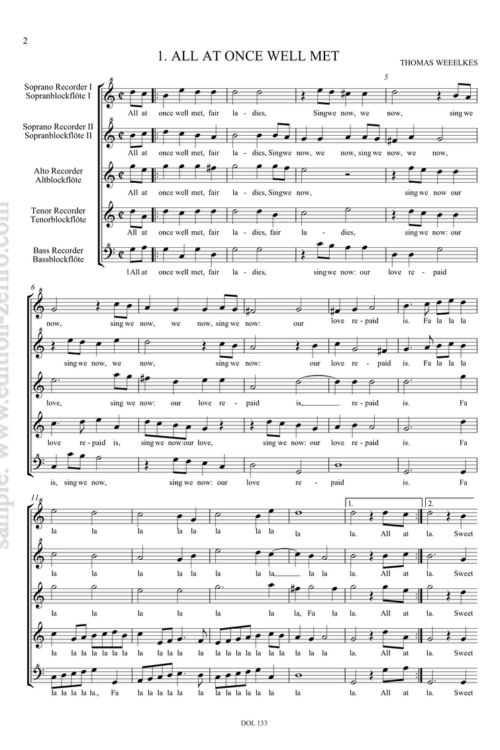 English Madrigals, volume 3 (recorder quintet)