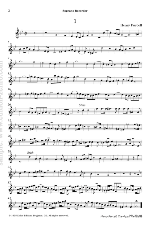 Purcell: The 4-part Fantasies (set of transposed parts)