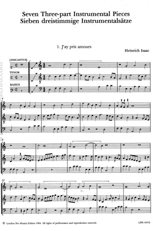 Heinrich Isaac - 7 Instrumental Pieces