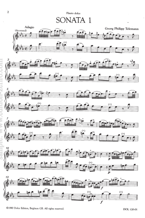 Sonata 1 for Flat dolce by Georg Philipp Telemann