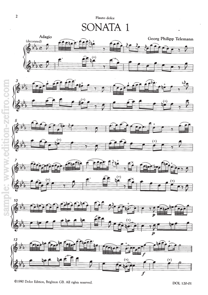 Sonata 1 for Flat dolce by Georg Philipp Telemann