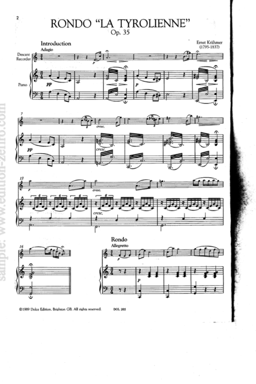 Krähmer: Rondo "La Tyrolienne" Op. 35