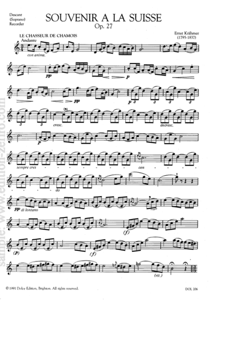 Krähmer: Souvenir a la Suisse, Op.27