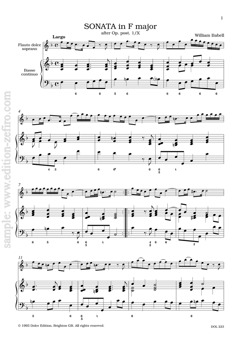 Sonata in F major: William Babell