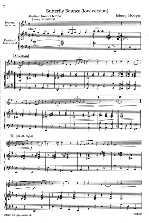 Originals for recorder and piano : Johnny Hodges