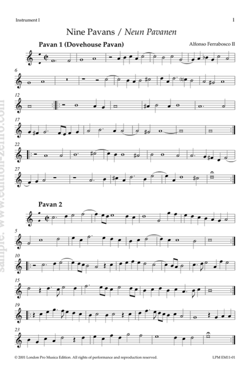 9 Pavans : Alfonso Ferrabosco (the younger) (parts only)