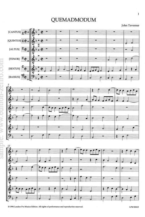 Quemadmodum : John Taverner