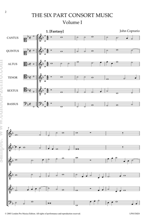 The Six-part Consort Music vol I : John Coperario