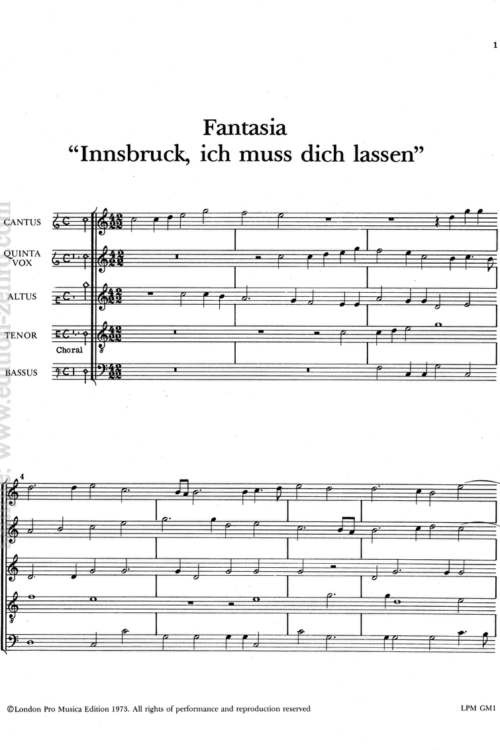 Paul Lutkeman - Innsbruck, ich muss dich lassen (1579)