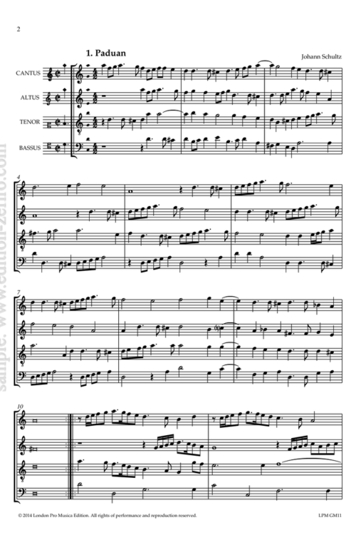 Johannes Schultz -Paduanen, Intraden und Galliarden à4