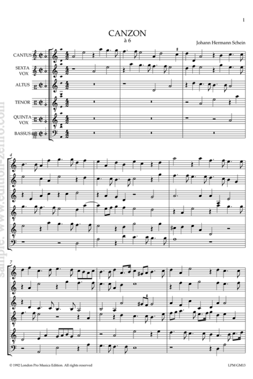 Johann Hermann Schein - Canzon à6