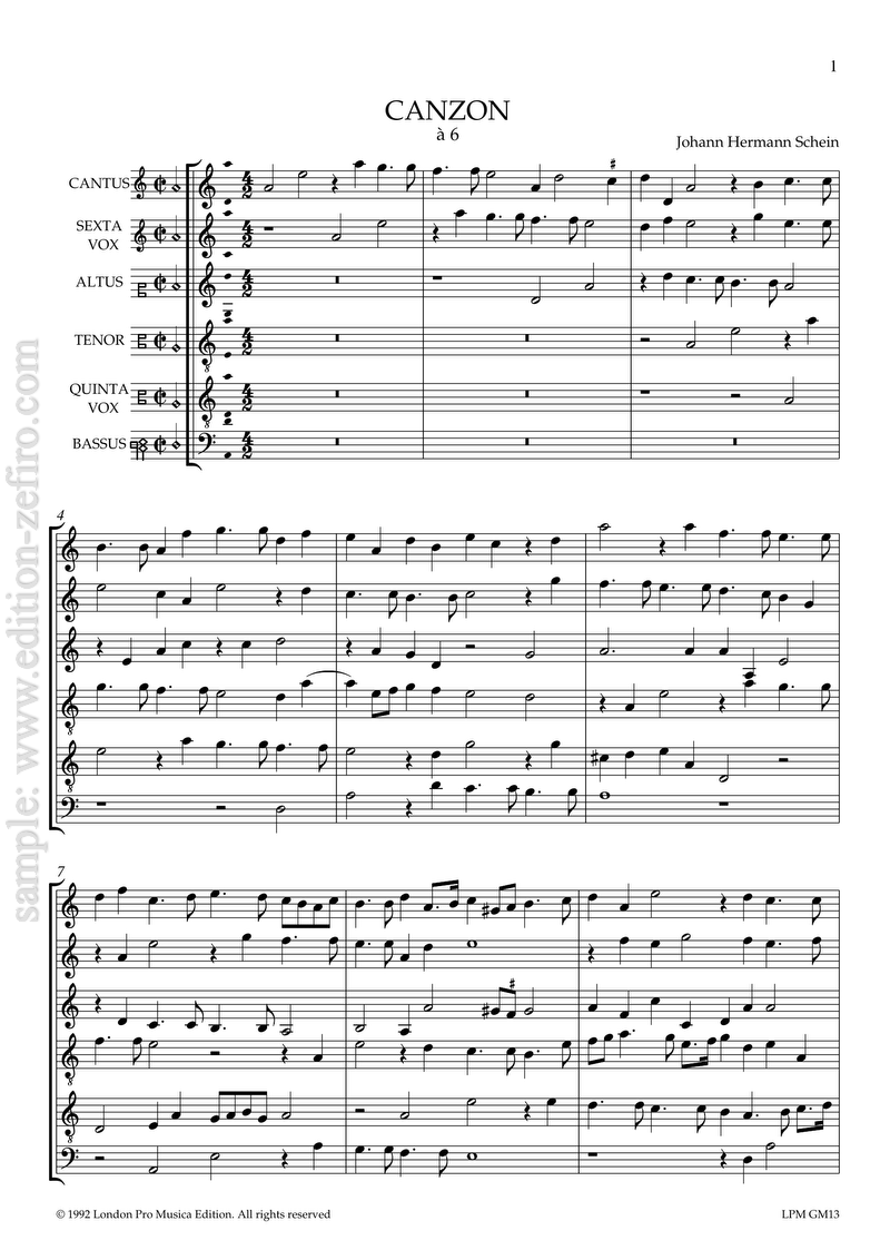 Johann Hermann Schein - Canzon à6