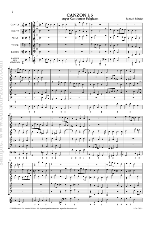 Canzon super Cantionem Belgicam : Samuel Scheidt