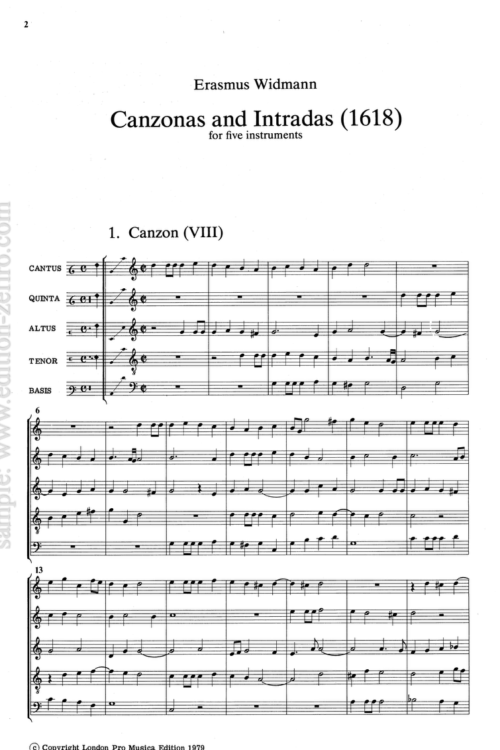 Canzonas and Intradas à5 : Erasmus Widmann