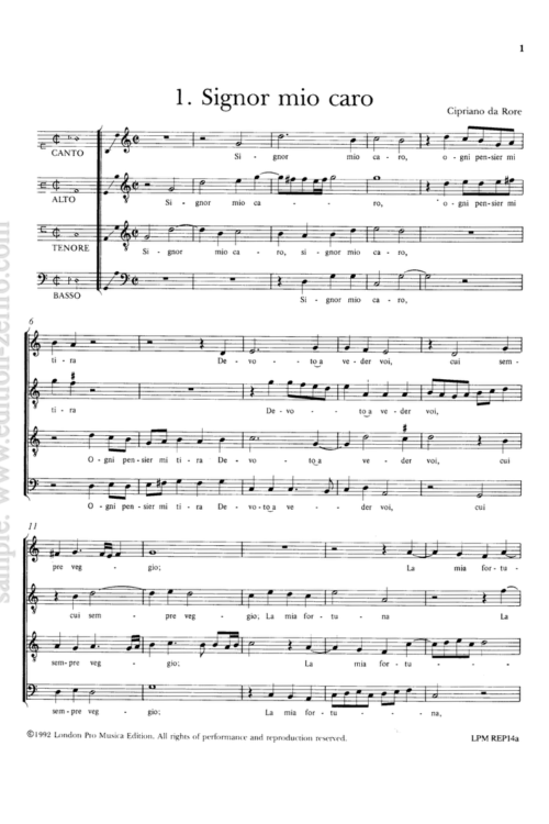 Cipriano da Rore : Four Madrigals