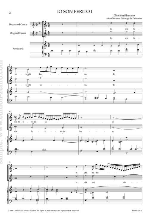 Divisions on Io son ferito : Giovanni Bassano / Francesco Rognoni / Francesco Maria Bassani / Giovanni Battista Bovicelli