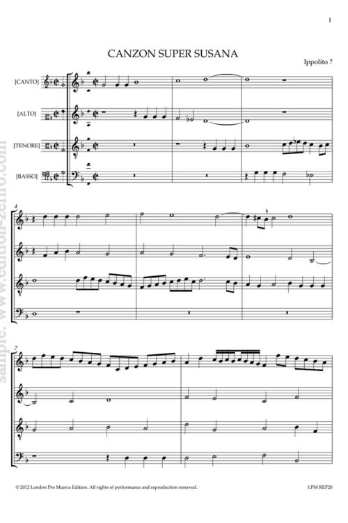 Canzon super Susanna : Ippolito