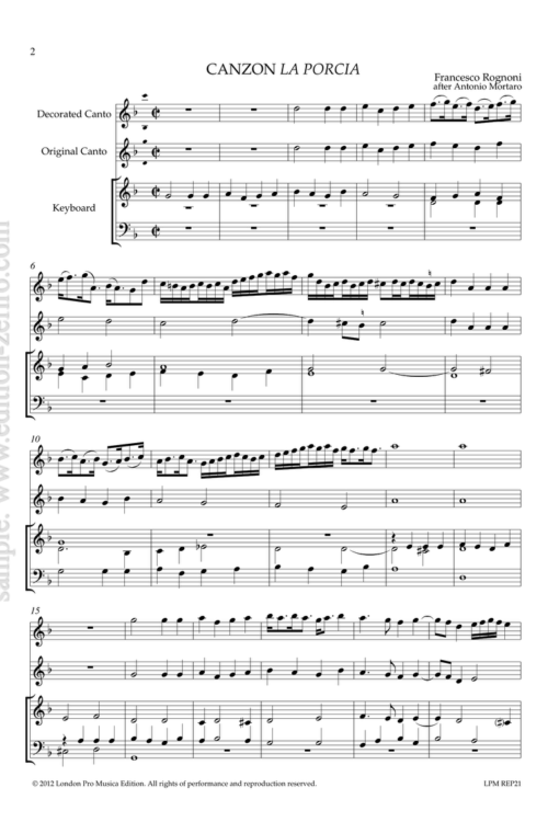 Canzon La Porcia : Francesco Rognoni