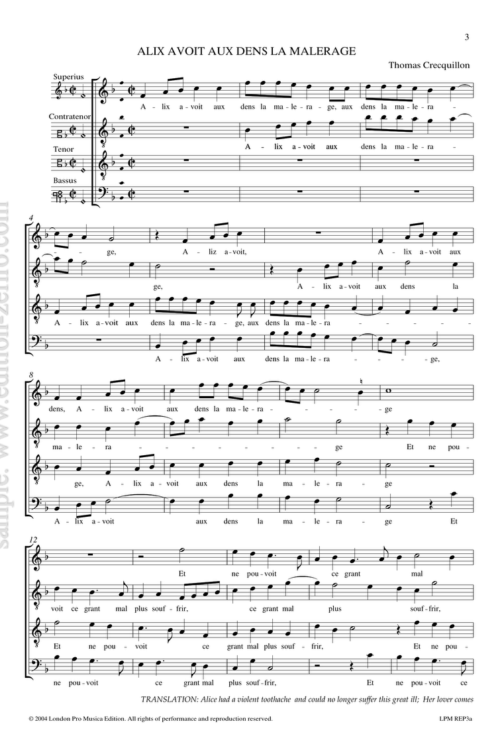 Five Chansons of the mid-sixteenth century