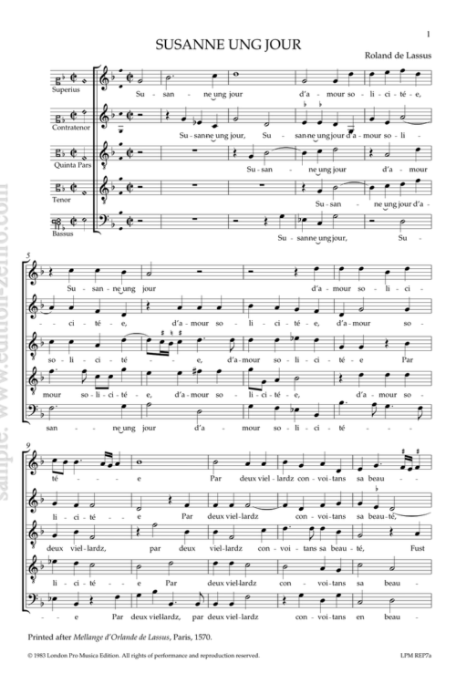 Roland de Lassus - Susanne ung jour