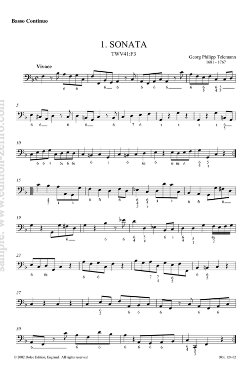 Basso continuo - Sonatas - George Philipp Telemann 1681 - 1767
