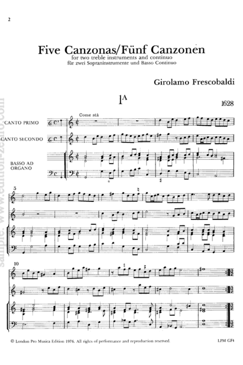 Girolamo Frescobaldi - Five Canzoni (2 treble instruments)