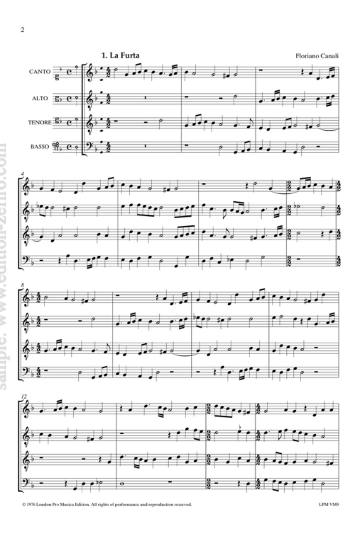 Floriano Canali - Four Canzoni à4