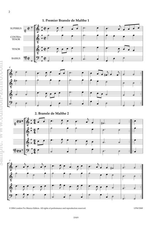 Tiers Livre de Danseries (1559) - Jean d'Estrée