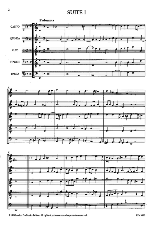 Banchetto Musicale (score): Johann Hermann Schein