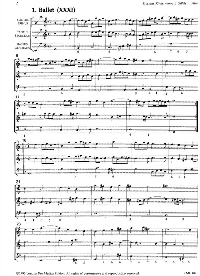 Erasmus Kindermann - Three Balletti & Aria
